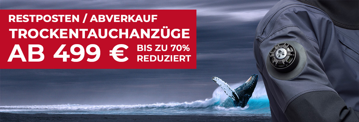 Abverkauf, Restposten Trockentauchanzüge im Atlantis Online Tauchshop