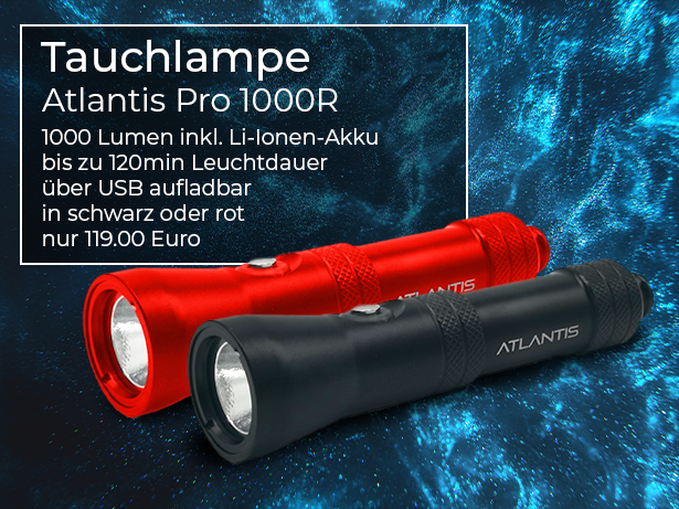 Tauchlampe Atlantis Pro 1000R im Atlantis Onlineshop